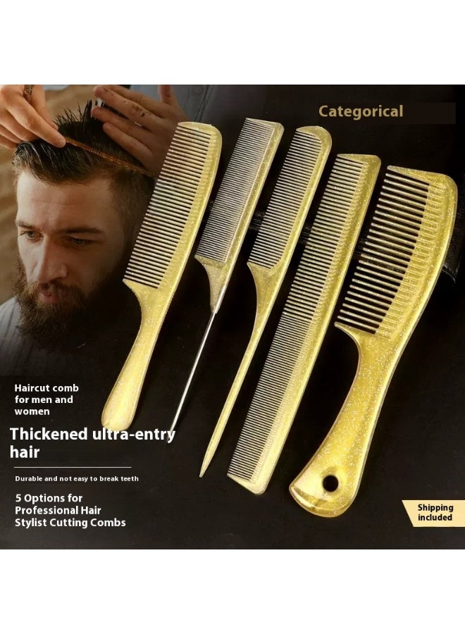 5-Piece Professional Salon Hair Combs Set, Anti-Static Heat-Resistant Hairdressing Brushes Set, Barber Hair Cutting Combs for All Hair Types & Styles, Unisex Gold Classic Combs Set (Gold) - Image 1